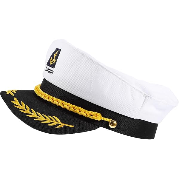 Amazon.com: Deluxe Men's Captain Skipper Yacht Hat, Sizes 57-60 CM