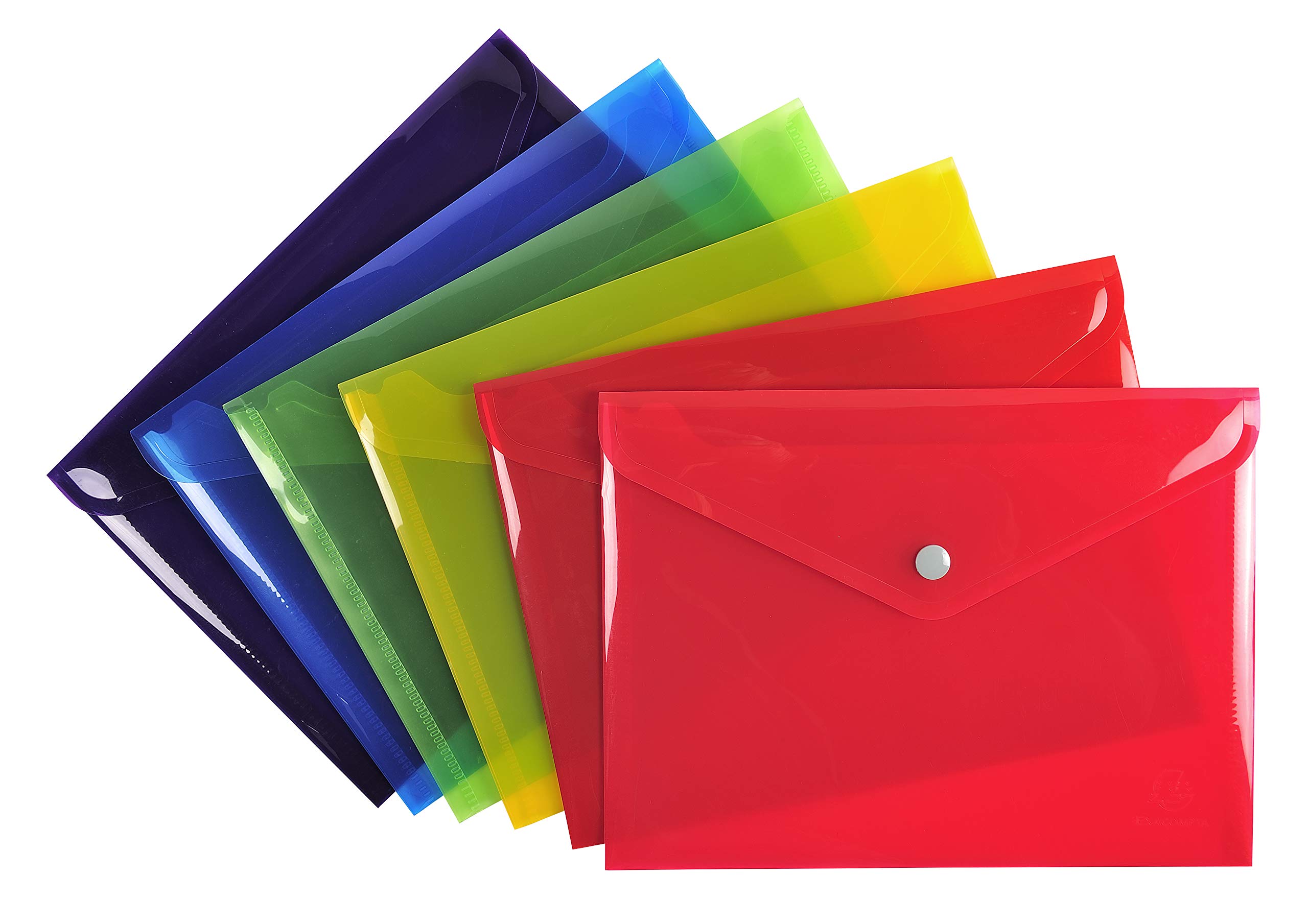 Exacompta - Ref 34440E - Iderama Collection - PP Envelope Pockets - A5 in Size, 0.2mm Translucent Polypropylene, Press-Stud Closure - Assorted Colours (Pack of 30)