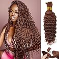 Brown Human Braiding Hair 100g 20 Inch Color 30 Deep Water Wave Bulk Human Hair for Boho Braids