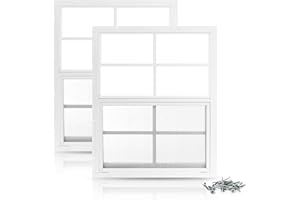 PRO FLEX 2 Pack Shed Window 24" x 36" - Ultra Thick White Aluminum Flush Mount with Tempered Glass and Screen - Shed Windows with Vertical Slider and Screws for Chicken Coop, Sheds, Barns, Playhouses