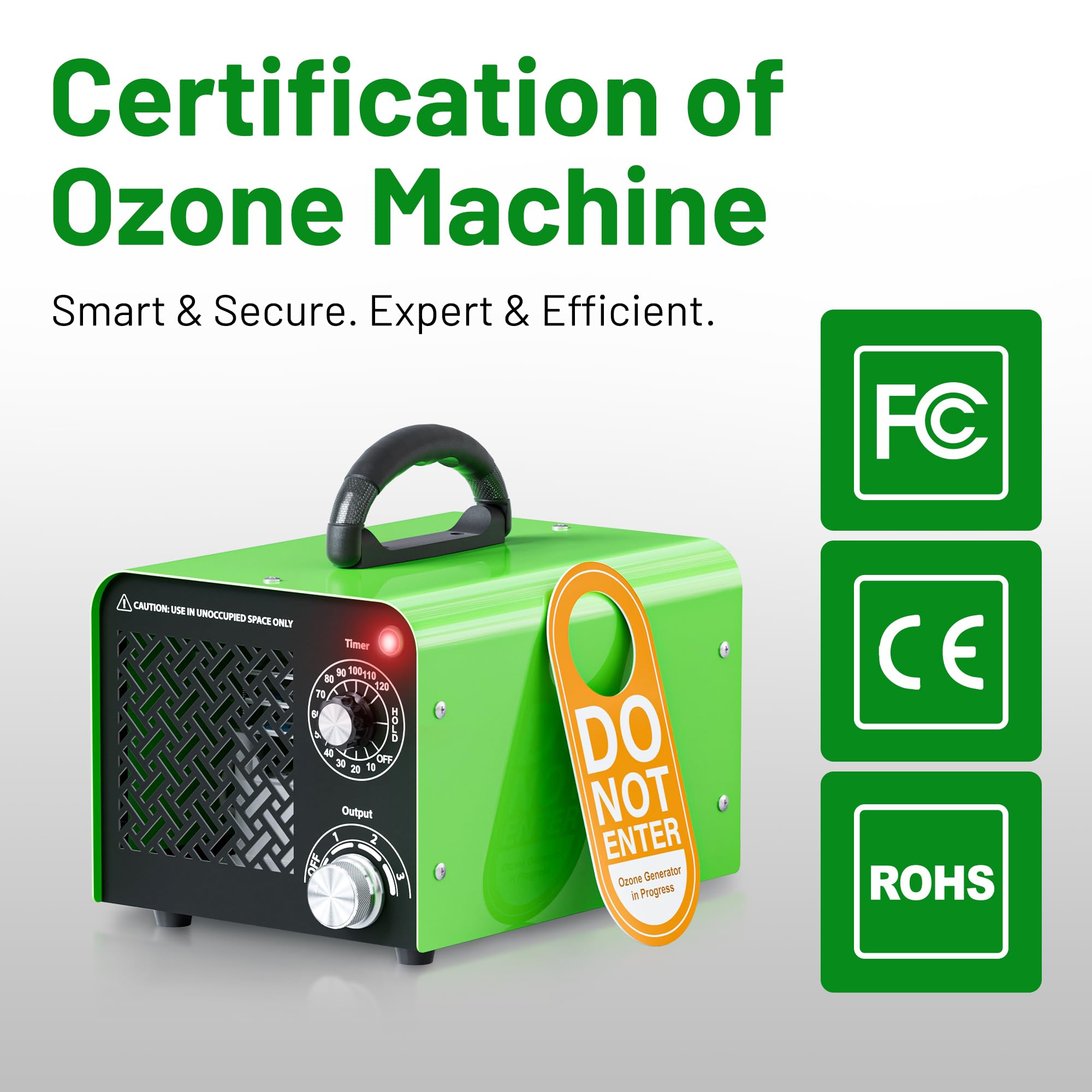 Ozone Generator 90,000mg, Upgraded Triple-Layer Ozone Output Board–Ozone Machine For Areas up to 5,500 sq. ft,Industrial & Home O3 Air Purifier for Home,Rooms, Smoke, Cars,and Pet (Green)