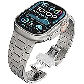 WINGLE Compatible for Apple Watch Band Ultra 3/2/1 Band 49mm Series 11 10 46mm 45mm 44mm 42mm SE 3/2/1 Series 9 8 7 6 5 4 3 2 1 Men, Stainless Steel Classy Casual Business Metal iWatch Bands, Titanium