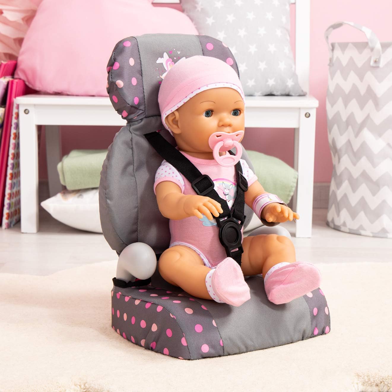 Doll's car, booster seat, doll accessories, Grey, Dotted With Fairy - Image 5