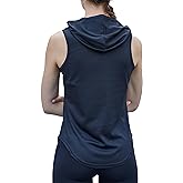 Womens Workout Hooded Tank Yoga Tops Running Shirts Quick Dry Gym Sleeveless Hoodie