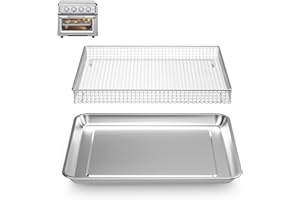 SETTLEDOWN Stainless Steel Baking Tray Pan and Air Fryer Basket Compatible with Cuisinart Airfryer TOA-060 and TOA-065，for Convection Toaster Oven (with Cuisinart Airfryer TOA-060 and TOA-065)