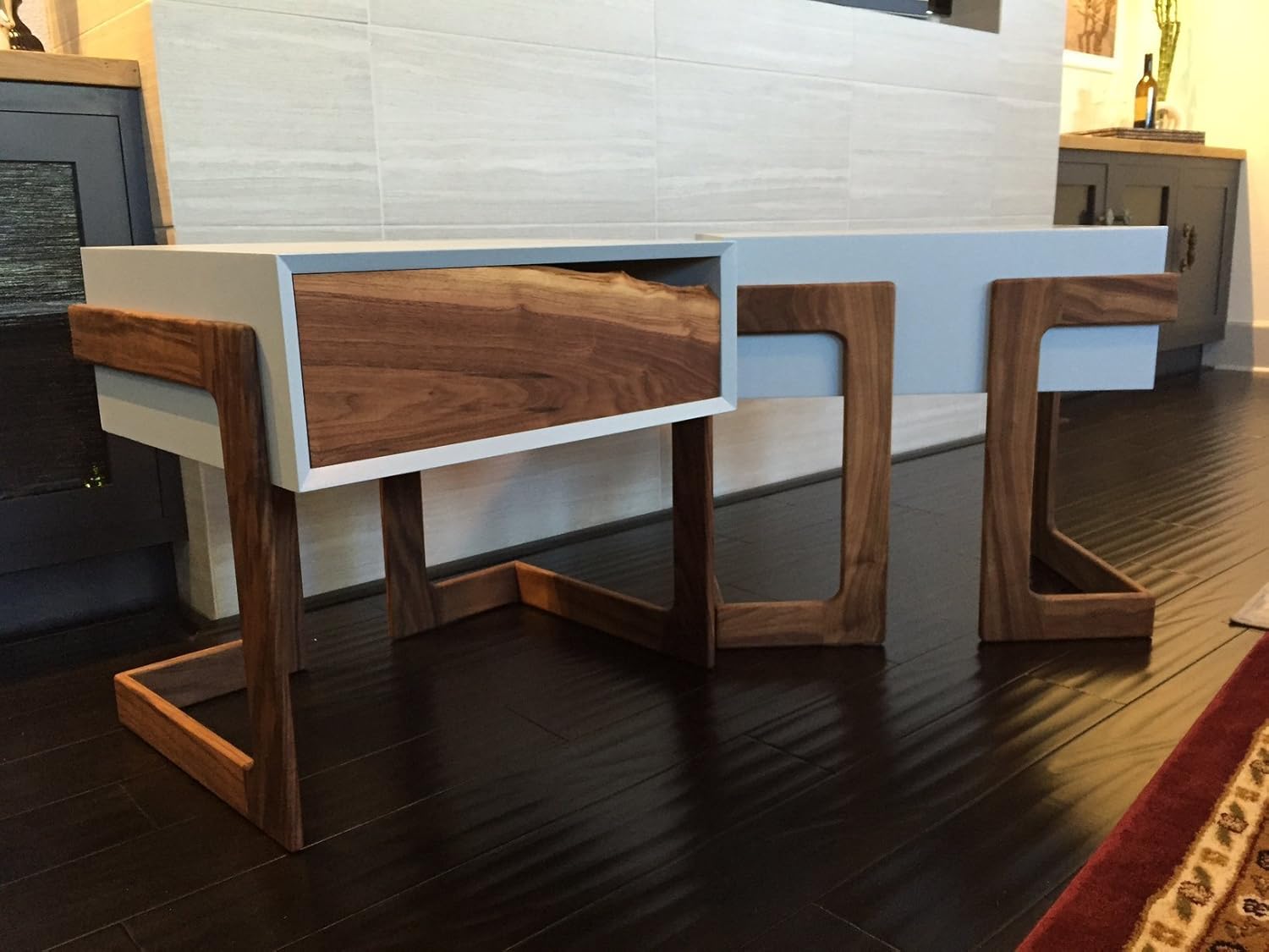 Walnut Live Edge Nightstand Pair Handmade