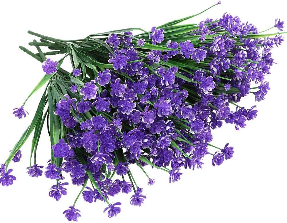 Shiwaki 5Pcs Artificial plant 7-prong spring grass gypsophila bouquet decoration for Indoor Outside Hanging Planter Wedding Farmhouse Decor(Purple)