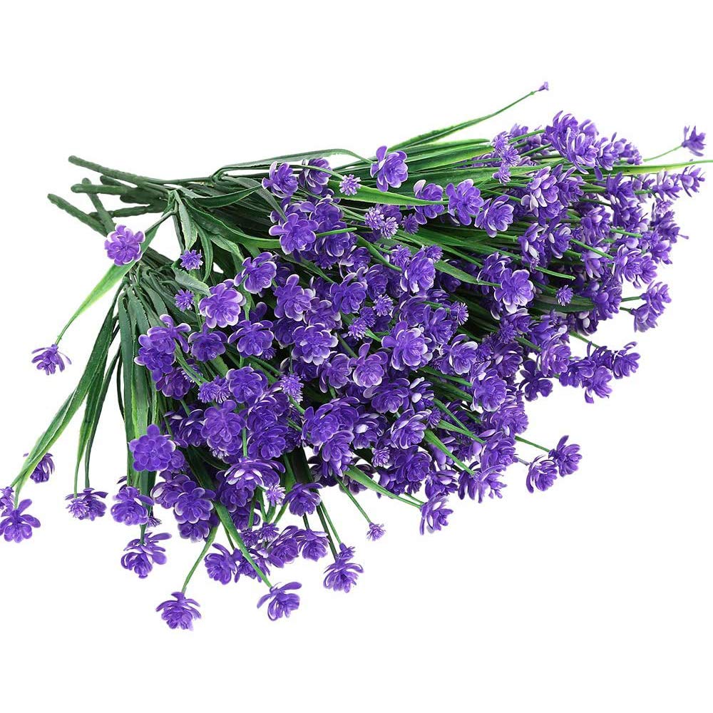 Shiwaki 5Pcs Artificial plant 7-prong spring grass gypsophila bouquet decoration for Indoor Outside Hanging Planter Wedding Farmhouse Decor(Purple)