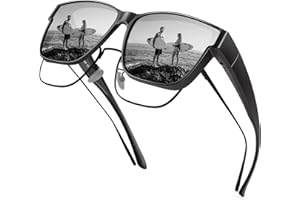 URUMQI Polarized Sunglasses Fit Over Glasses for Men Women, Oversized Square Sun Glasses UV400 Protection Shades