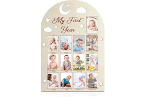 GXUWRSD My First Year Photo Frame Board Wooden Baby Shower Gifts First Year Down Birthday Party Decorations New Born Baby Essentials Must Haves For Parents-To-BE(Fits 2" x 3" Photo)