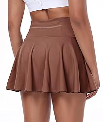 Tivifox Mini Pleated Skorts for Women Trendy Brown