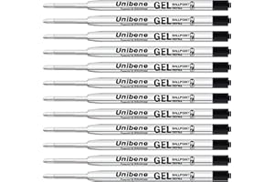 Unibene Parker Compatible Gel Ink Ballpoint Refills 12 Pack,0.7mm Medium Point-Black, Smooth Writing Replaceable German Ink Tactical Pen Refills for Parker Ballpoint/UZI Pen