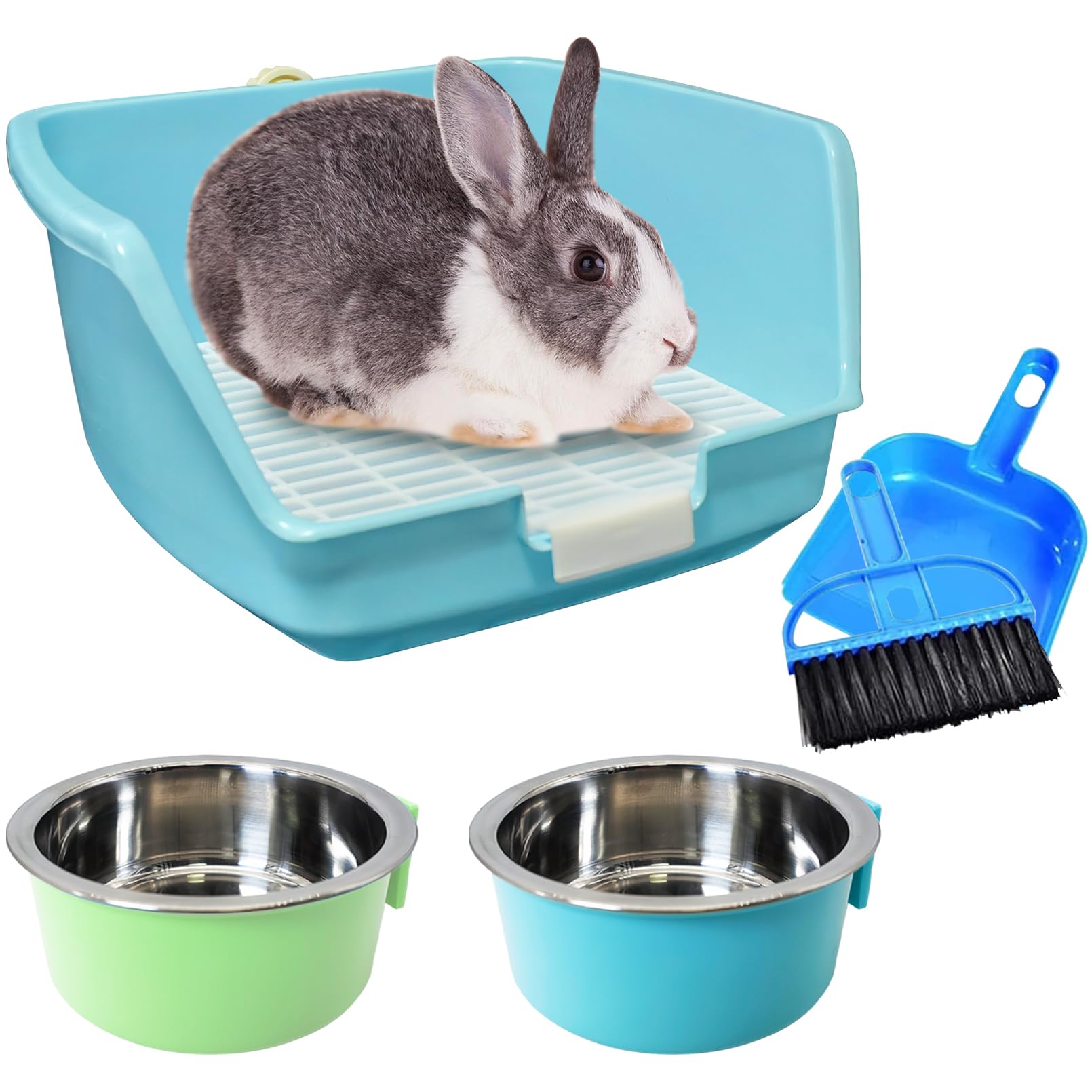 Photo 1 of PINVNBY Rabbit Litter Box for Cage Bunny Corner Litter Bedding Box Small Animal Litter Pan Hanging Pet Bowls Cage Potty Trainer Pet Toilet for Rabbit Bunny Guinea Pigs Small Animals