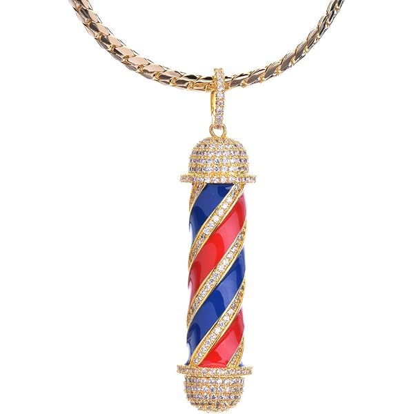 metaltree98 Men's New Mini Brass Silver Barber Shop Pendant