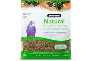 ZuPreem Natural Bird Food, Bird Feed Pellets for Parakeets, Budgies, Parrotlets, & Doves, ZuPreem Core Nutrition, Made in USA, Added Vitamins, Parakeet Food, Budgie Feed, (Small, 2.25 lb Bag)
