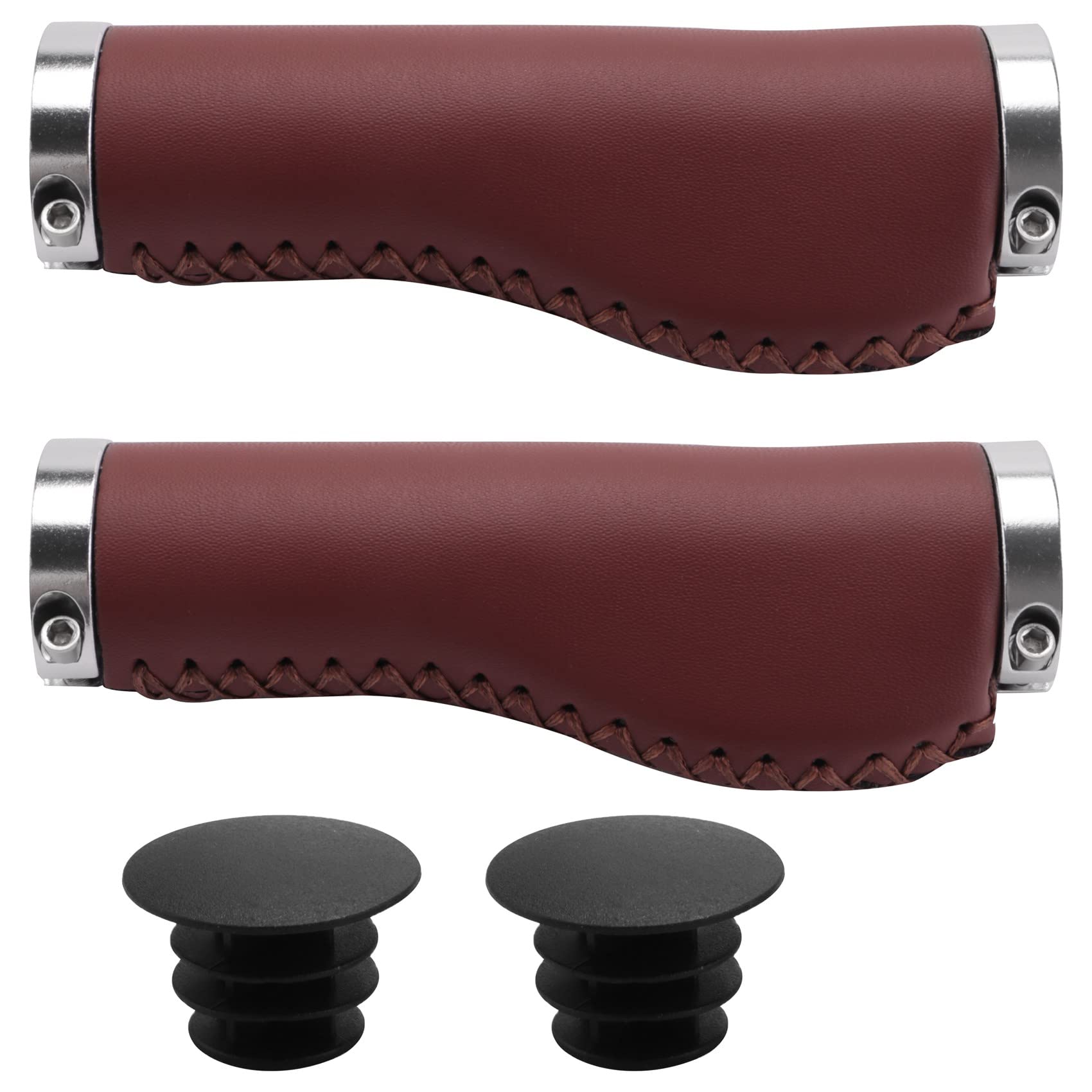 Qndanoan Comfortable Pu Bicycle Grips Retro Bike Mountain Bicycle Folding Bicycle Grip Handle Attachments Of A Bicycle