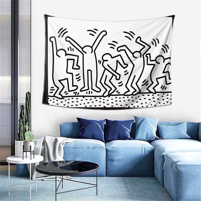 Amazon Com Floatings Keith Artwork Haring Pop Art Graffiti Art Tapestry Wall Hanging Decoration For Bedroom Living Room Dorm Table Cover Picnic Mat Beach Blanket 60 X 40 Home Kitchen