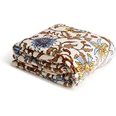 Vera Bradley Women's Fleece Oversized Throw Blanket, Marrakesh Vines Neutral