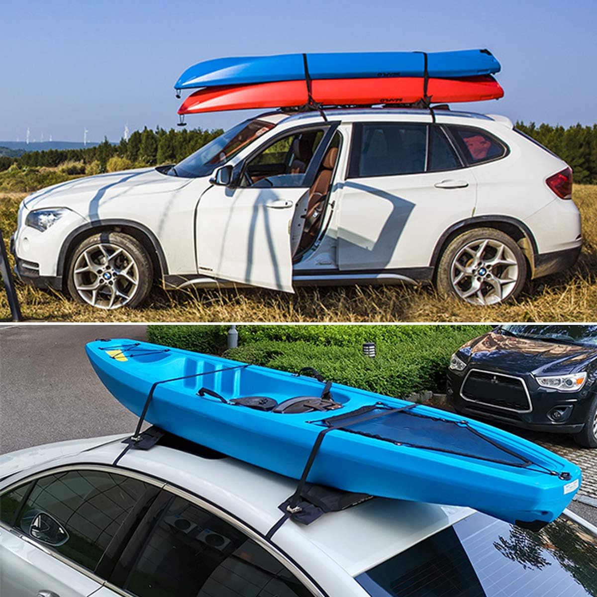 Soft Roof Rack Pad - Foldable Car Ski Snowboard Rack Carriers, Universal Ski Roof Rack Carriers Snowboard Top Holder with Adjustable Straps for Kayak/Canoe/Surfboard/Paddleboard/SUP/Snowboard: Automotive
