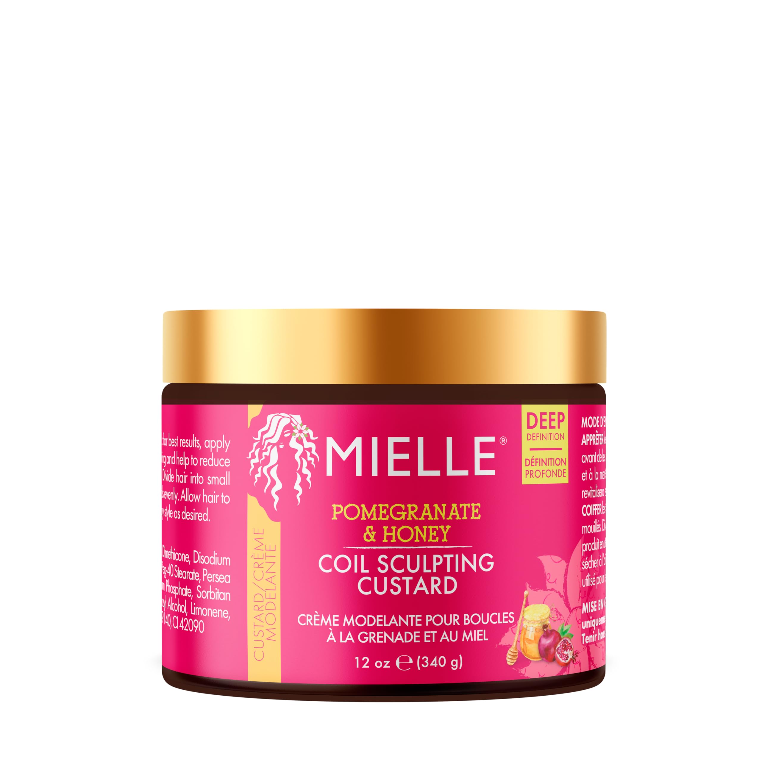 Mielle Pomegranate & Honey Curl Cream - Coil & Curl Defining Hair Cream for Type 4 Hair - Hydrates, Controls Frizz, Conditions & Adds Shine, 340 ml (Pack of 1)