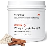 Momentous Essential Grass-Fed Whey Protein Powder - 20 g Whey Isolate Protein - NSF Certified for Sport - Gluten-Free - 12 Servings for Essential Everyday Use - Pure Cinnamon - Package May Vary