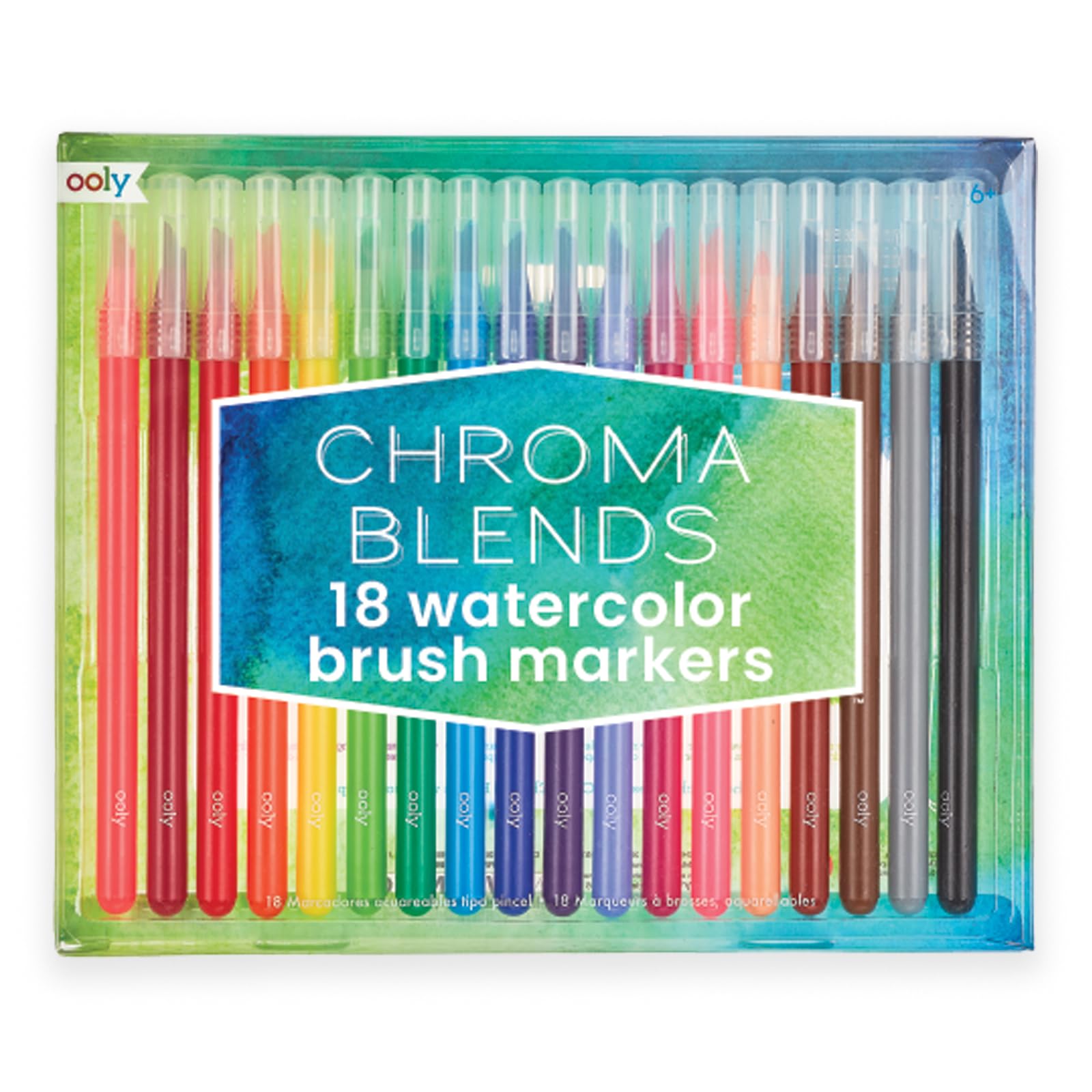 Photo 1 of Ooly Chroma Blends Watercolor Brush Markers, Pens for Writing & Hand Lettering, School Supplies - Set of 18