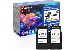 Eco Victor Remanufactured Ink Cartridge Replacement for Canon 240XL 241XL Combo Pack PG240 CL241 for PIXMA MG3620 TS5120 MG3520 MG3220 MG2120 MG4220 MX392 MX452 MX522 Printer (Black Color, 2 Pack)