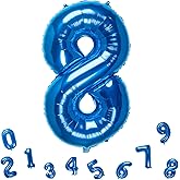 32 Inch Blue Number 8 Balloons Foil Ballon Digital Birthday Party Decoration Supplies (Blue Number 8 Balloon)