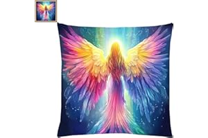 Lovxvouy Pillow Cross Stitch Kits for Adults Beginners-Preprinted Needlepoint Kit Stamped Crossstitching Kits 11CT Cross-Stitch Kit Stitches Kit Embroidery Kits-Angel's Wings 18x18 inchs