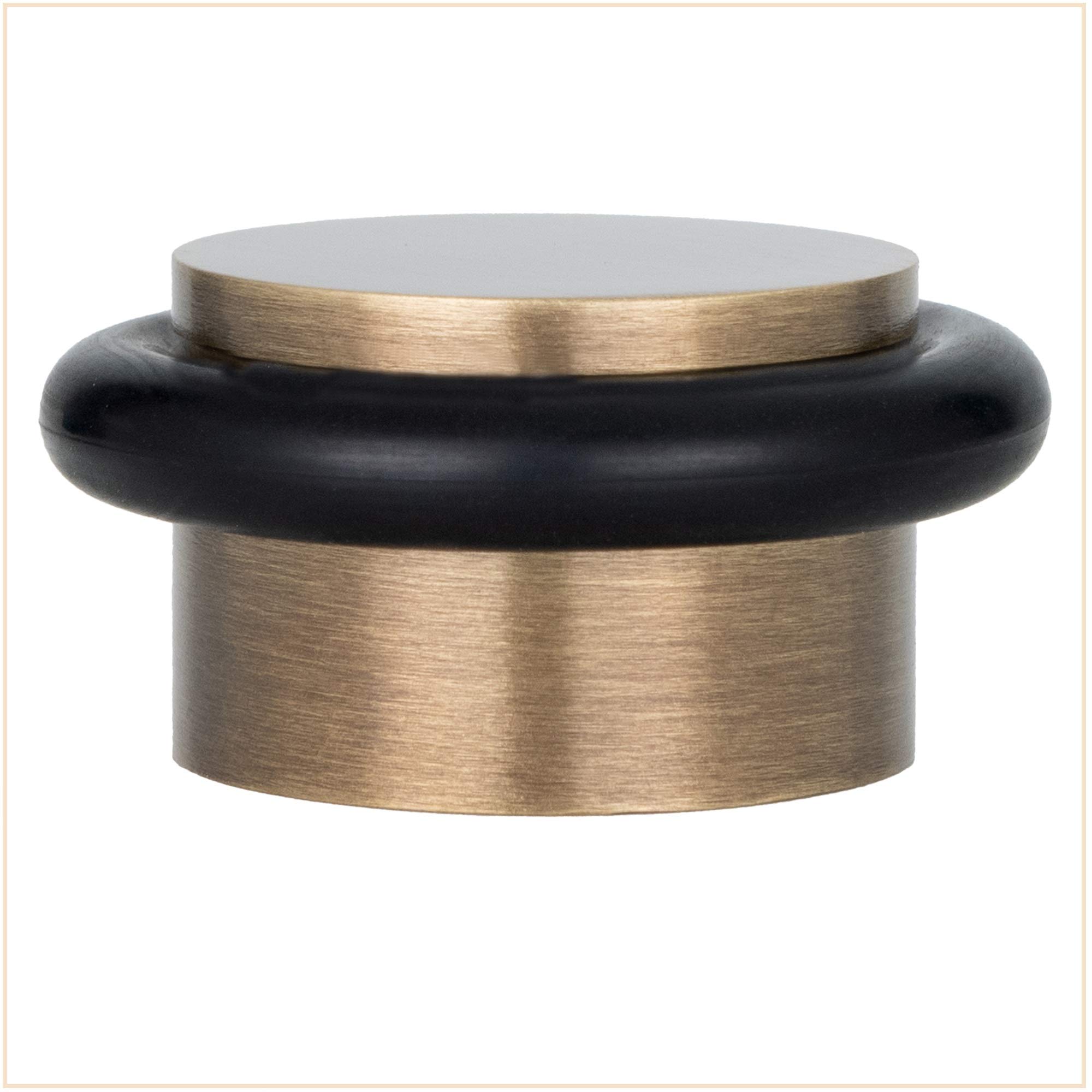 EVI Herrajes | Adhesive Door Stop | Ø28 x 20mm | Floor Mounted | Antique Brass Finish | Silicone Protection Rubber | I-103-CU