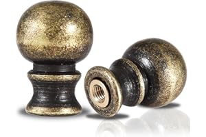 WYNTERHAVEN 2 Packs Brass Lamp Finials, Solid Finials for Lamps, Lamp Shade Screw Caps, Antique Brass Lamp Finials Decorative for Table Lamp, Floor Lamp