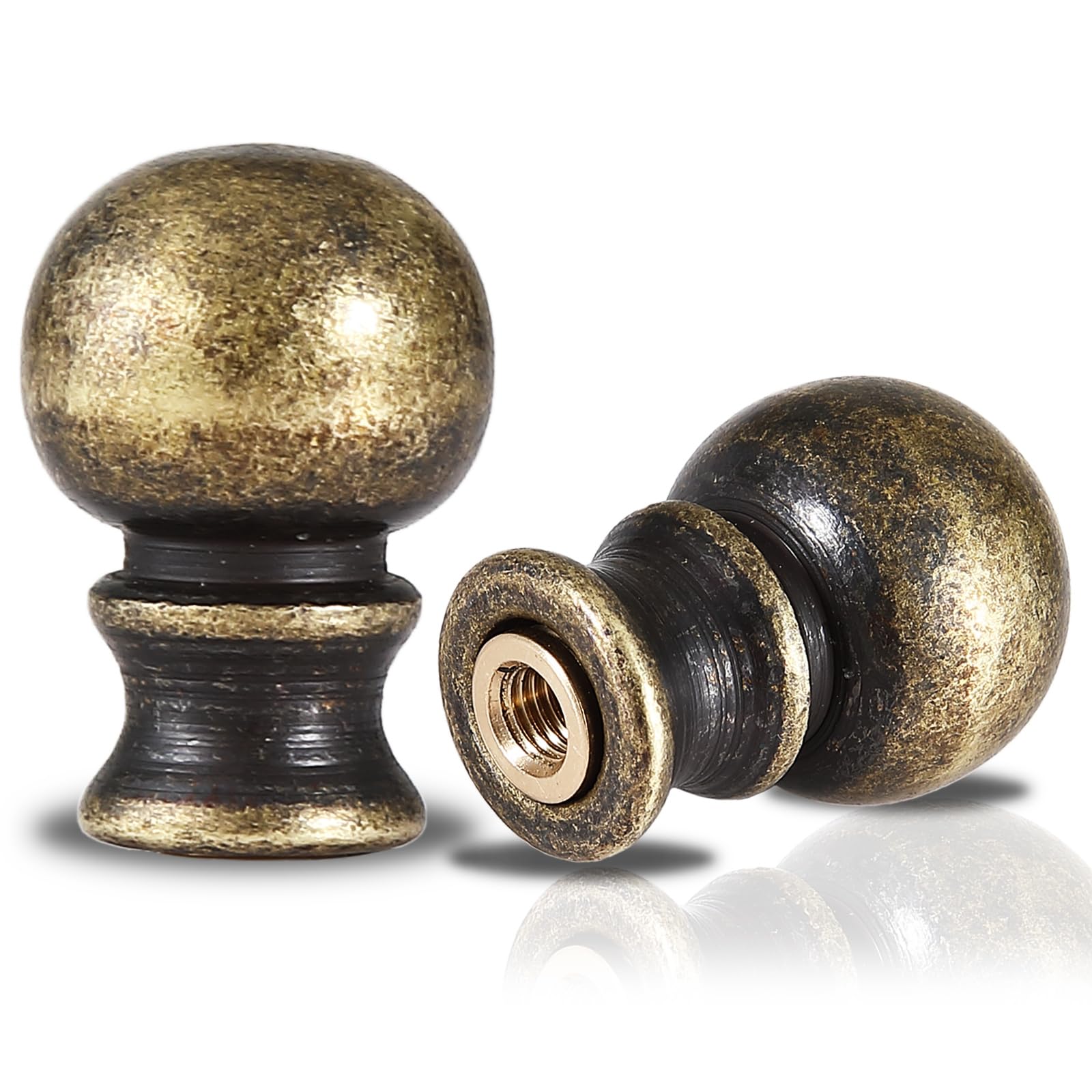 Photo 1 of 2 Packs Brass Lamp Finials, Solid Finials for Lamps, Lamp Shade Screw Caps, Antique Brass Lamp Finials Decorative for Table Lamp, Floor Lamp