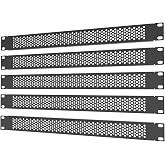 QiaoYoubang 5 Pack 1U Venting Blank Panel - Steel Blank Rack Mount Panel | Filler Spacer for 19in Server Rack Cabinet or Enclosure, Black (1UVBP5PC)