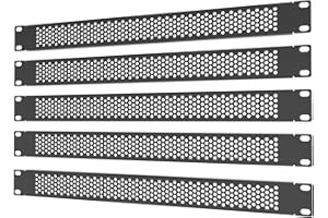 QiaoYoubang 5 Pack 1U Venting Blank Panel - Steel Blank Rack Mount Panel Spacer for 19in Server Rack Cabinet or Enclosure, Black (1UVBP5PC)
