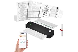 YUEBBB Portable Thermal Printer, Portable Printers Wireless for Travel, Inkless Printer, Bluetooth Wireless Printer, Support A4 & Letter Size Thermal Paper, Support Mobile & PC.