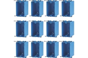 12 Pack New Work Box 1 Gang, Single Gang Electrical Box, Blue New Work Nail Electrical Outlet Box, 18 cu. in, Switch/Outlet B