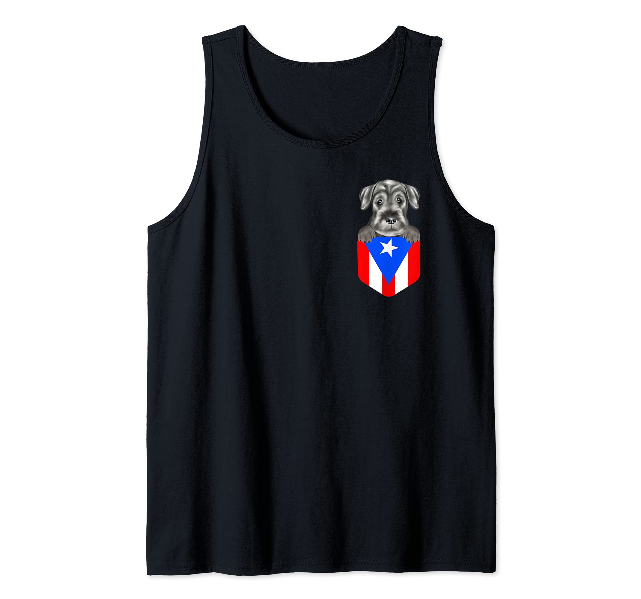 Puerto Rico Flag Standard Schnauzer Dog In Pocket Tank Top