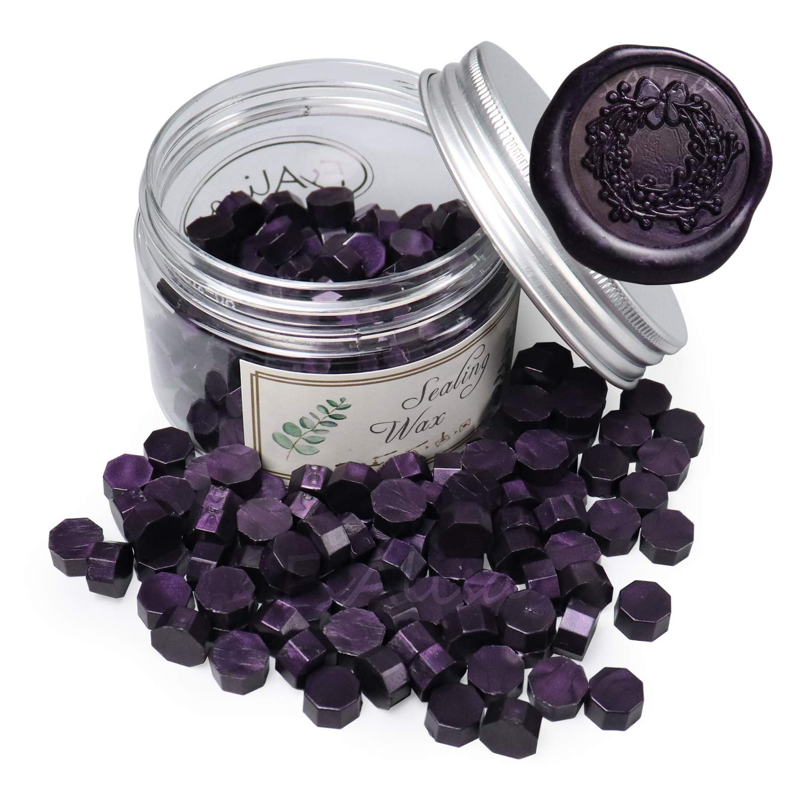 fsalisa 200pcs Wax Seal Beads Octagon Wax Sealing Beads for Wax Stamp Sealing Perfect for Christmas Cards, Envelopes, Wedding Invitations, Wine Packages, Letter Sealing (Dark Purple) — image 1