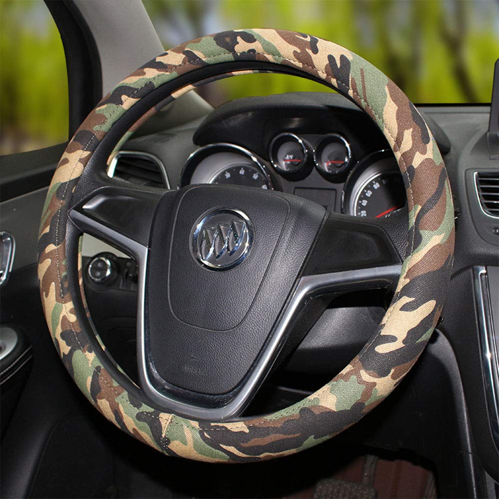 Car Steering Wheel Cover Camo Durable No Smell Sweat Absorption Universal 15 Inch Steering Wrap
