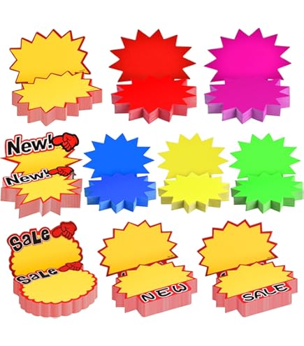 60 Peças Starburst Sign Cards 15*21Cm Sale Paper Signs Price Burst Signs Tags De Exibição