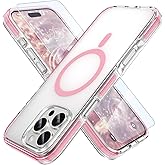 MILPROX Compatible with iPhone 16 Pro Max Case - with Screen Protector - Compatible with MagSafe - Magnetic Clear Trasparent Design - Non Yellowing Anti Slip - All PC Protective Phone Cover - Pink
