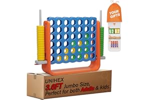 Nyeekoy Unihex 3.6FT Tall Oversized Jumbo 4-to-Score Giant Game Set for Kids Adult Family Party Fun,4 in A Row Connect Game for Yard Indoor Outdoor Backyard (Blue)