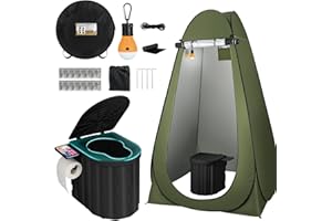 Portable Camping Toilet with Pop-Up Privacy Tent, 12-inch Toilet Seat, Outdoor Portable Folding Toilet Potty for Adults Load 