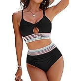 Blooming Jelly Womens High Waisted Bikini Sets Tummy Control Bathing Suit Color Block Swimsuits Twist Two Piece Swim Suits