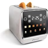 Inspirex Touch Screen Toaster - 2 Slice Extra-Wide Slots - 5 Bread Type and 6 Browning Levels - Defrost, Reheat, Favorite, Single Slot Settings - Stainless Steel