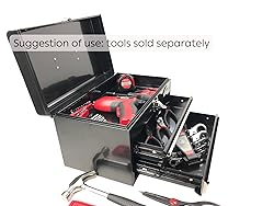 Apollo Tools 14 Inch Steel Tool Box with Deep Top