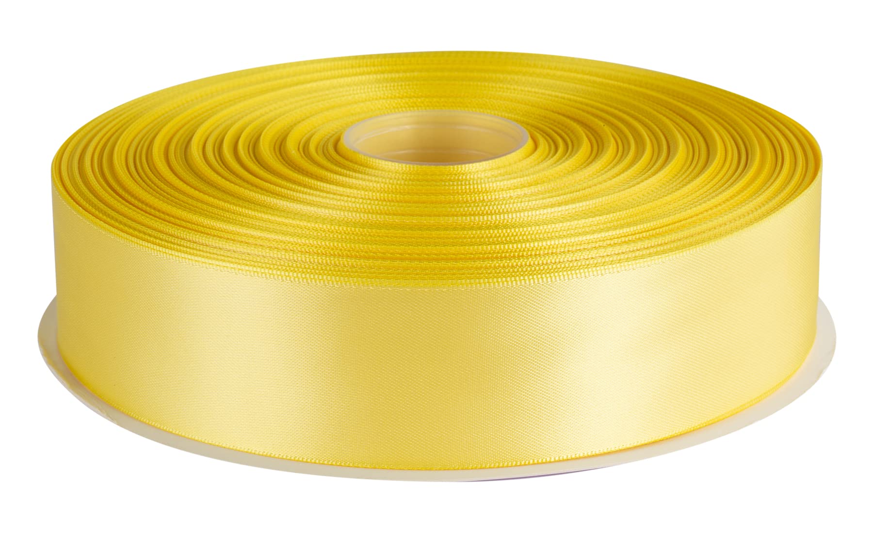 Double Faced Satin Ribbon, 38mm X 91M, Solid Polyester Ribbon for Gift Wrapping, Crafts, Wedding Party Ceremony Decoration, Floral Arrangement, Sewing (Lemon)