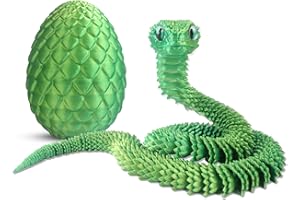 byojia 3D Printed Snake Toys, 23.6'' Large Size Snake Eggs with Flexible 3D Articulated Snake Inside, Eco-Friendly Fidget ADHD Snake Toys, 3D Printed Animals Perfect for Desk Pet for Easter (Green)