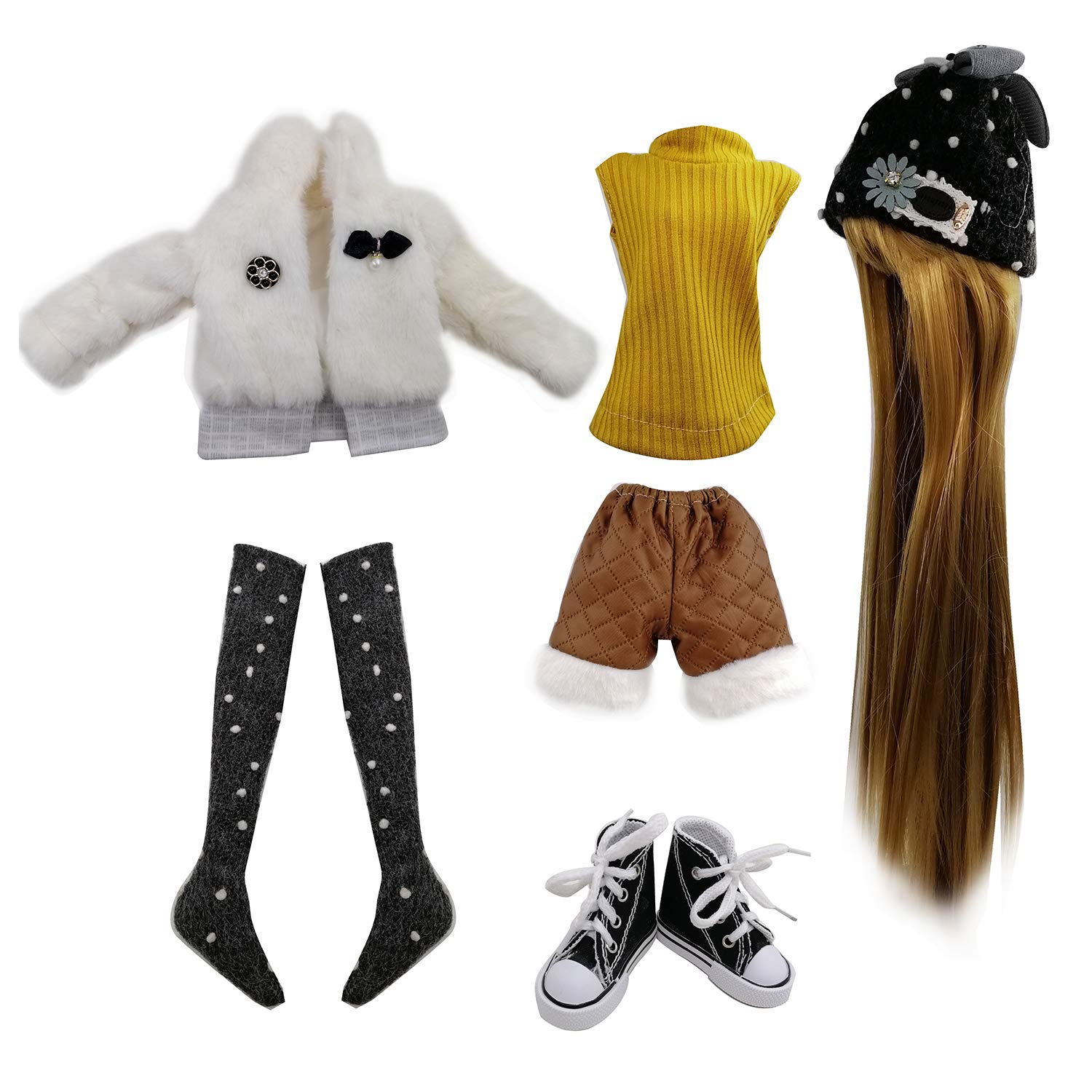 EVA BJD Set of Fashion Clothes Wigs Shoes Socks Accessories Full Set for 1/3 22in - 24in 60cm BJD Dolls (Rebecca)