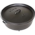 Lodge 6 Quart Pre-Seasoned Cast Iron Camp Dutch Oven with Lid - Dual Handles - Use in the Oven, on the Stove, on the Grill or over the Campfire - Black